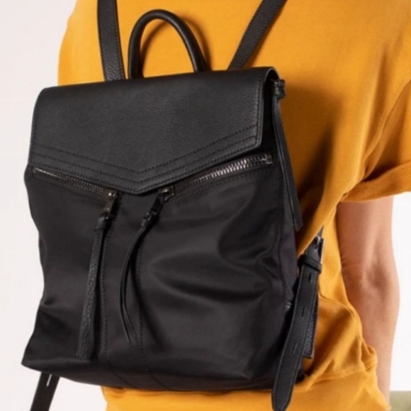 Botkier Black Nylon Adjustable Logo Straps Mini Backpack With Front Zipper - Picture 2 of 15